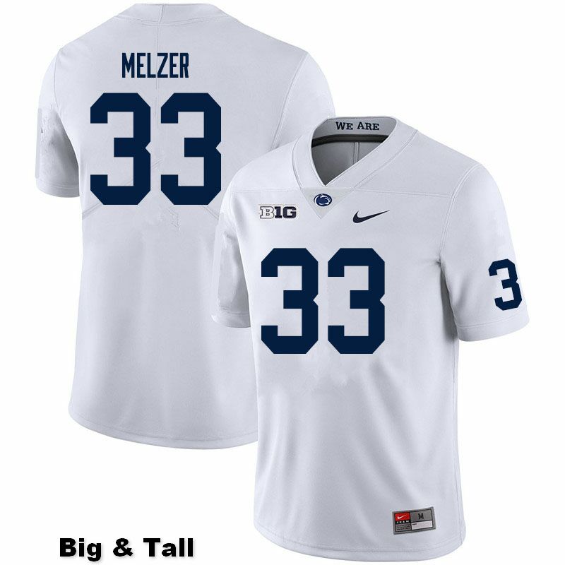 NCAA Nike Men's Penn State Nittany Lions Corey Melzer #33 College Football Authentic Big & Tall White Stitched Jersey RTV7298KO